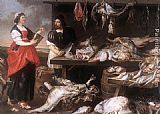 Adrian van Utrecht Fishmonger's Stall painting